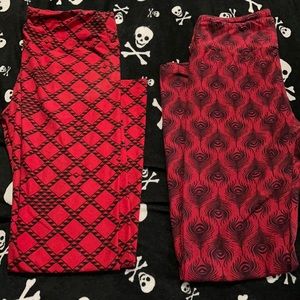 OS LuLaRoe red and  black leggings